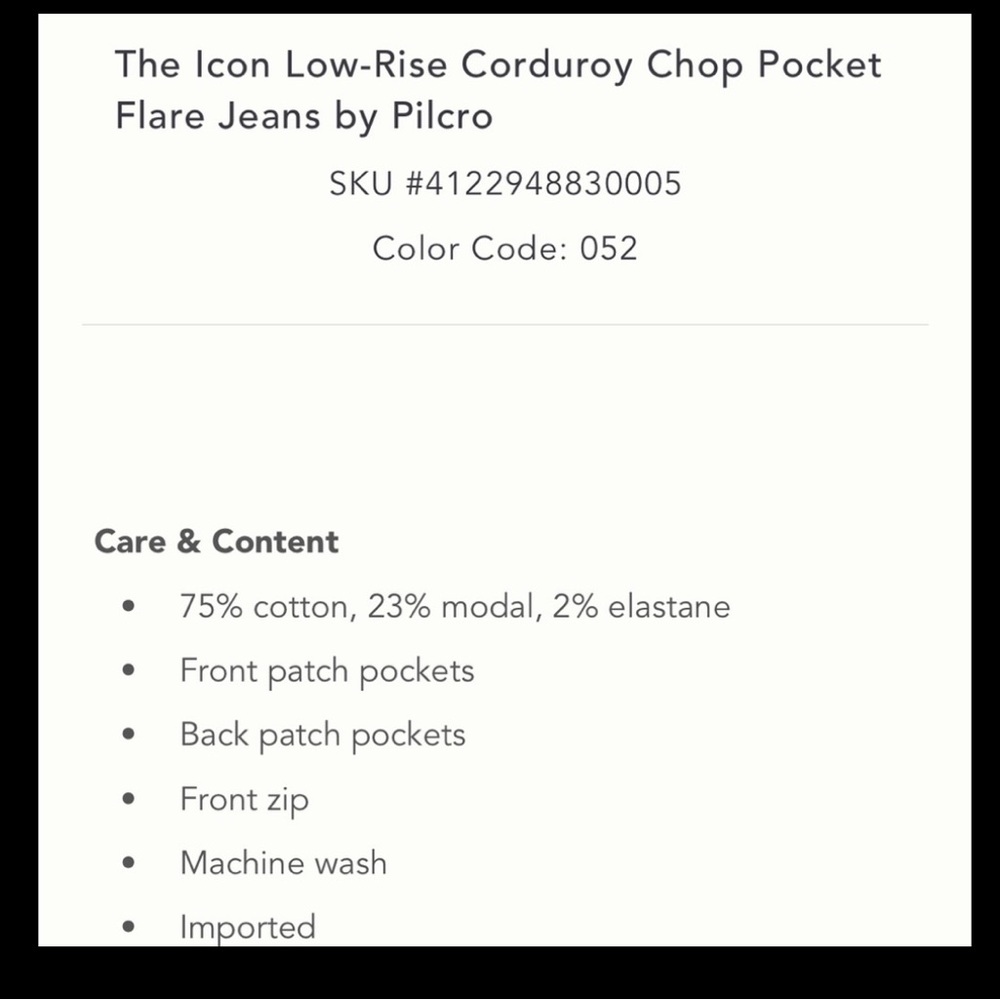 Icon low rise corduroy chop pocket flare jean - Picture 7 of 13
